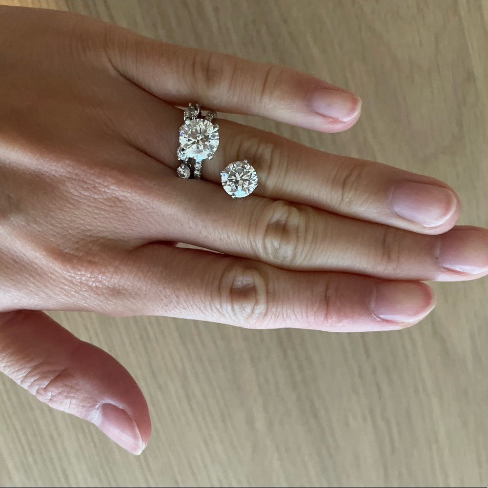 Large cubic zirconia studs set in sterling silver